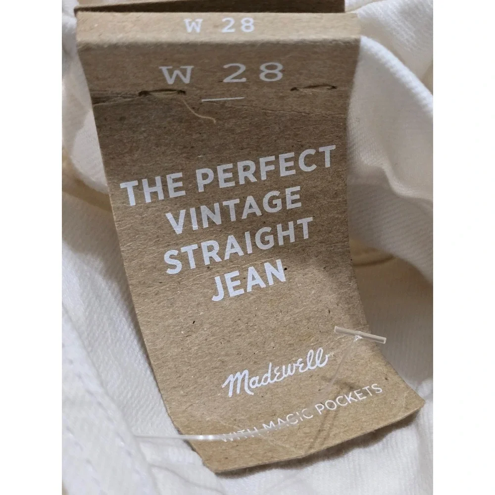 Madewell Womens White Distressed Denim Perfect Vintage Straight Jean Size 28 NWT